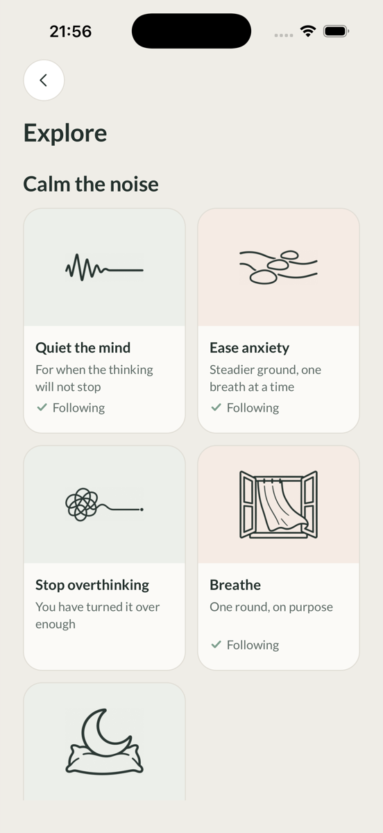 The topic grid in Here